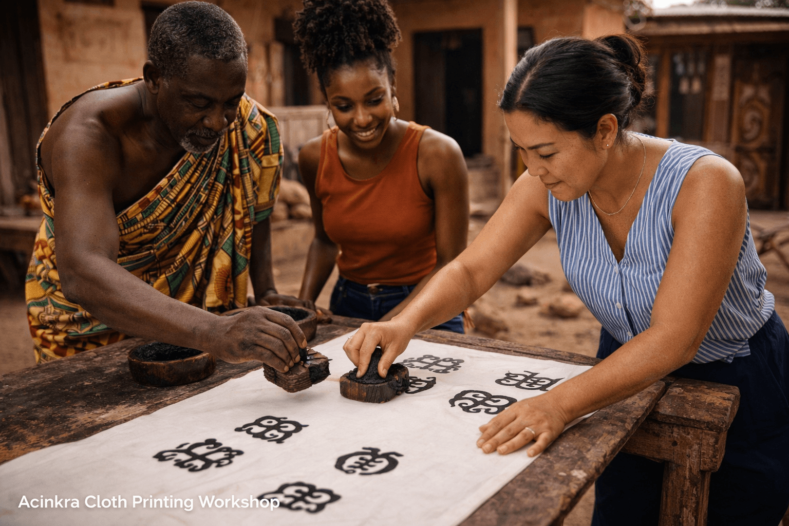 Adinkra Cloth Printing Workshop, Ntonso, Kumasi